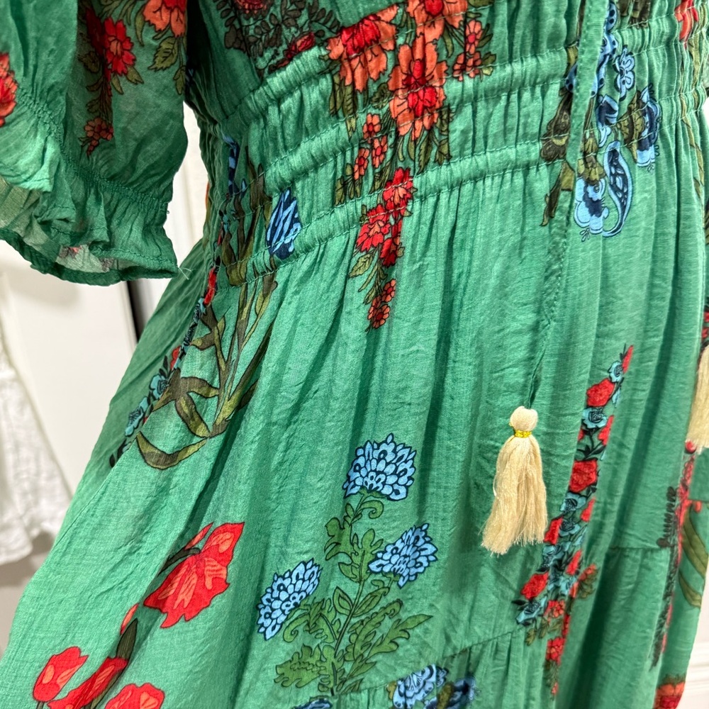 Anthropologie THML Green Floral Tamara Midi Dress - Picture 13 of 16